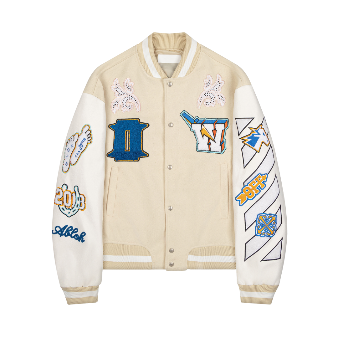 Off-White Off-W Varsity Jacket Blanco Nieve