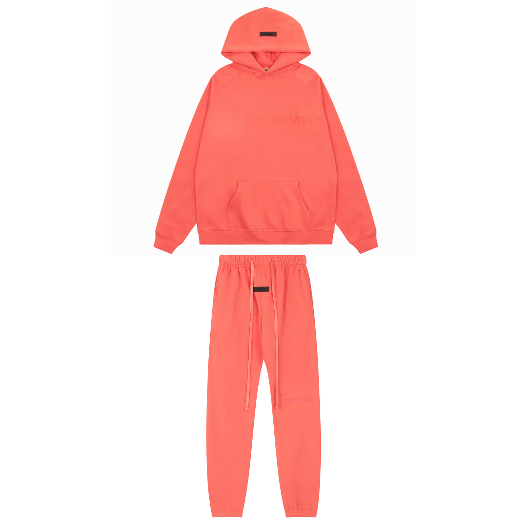 Essentials Orange Tracksuit Coral Hoodie
