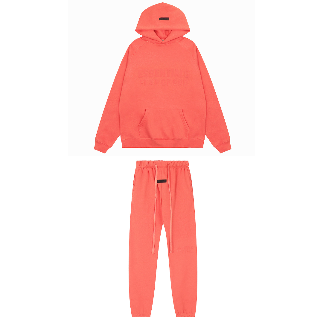 Essentials Orange Tracksuit Coral Logo Negro