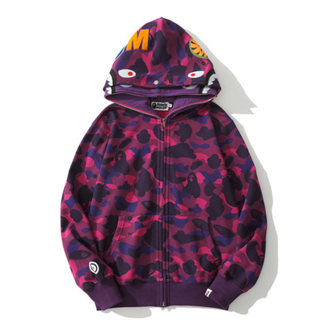 Bape Zip Hoodie Camo Negro Rosa