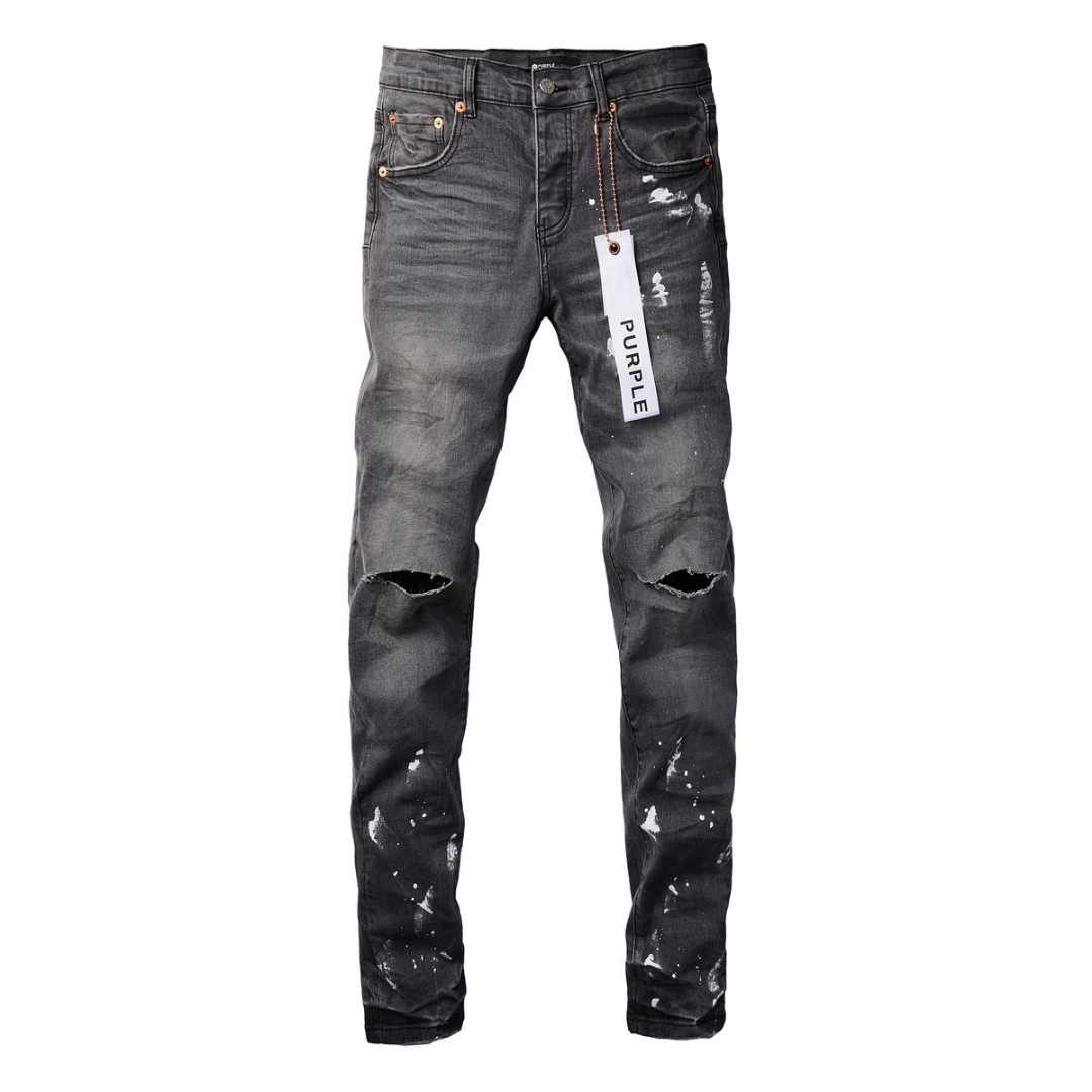 Purple Paint Ripped Jeans Purple Tornillos Roturas Lavado