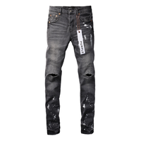 Purple Paint Ripped Jeans Purple Tornillos Roturas Lavado