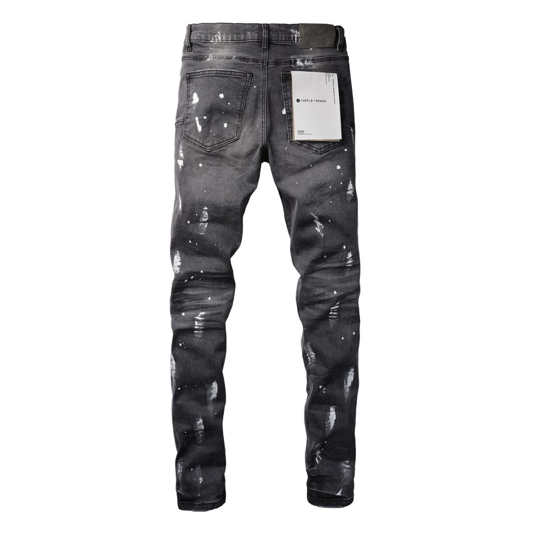 Purple Paint Ripped Jeans Purple Tornillos Roturas Lavado