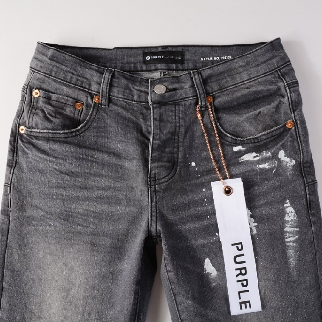 Purple Paint Ripped Jeans Purple Tornillos Roturas Lavado