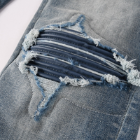 Amr Blue Patch Ripped Jeans