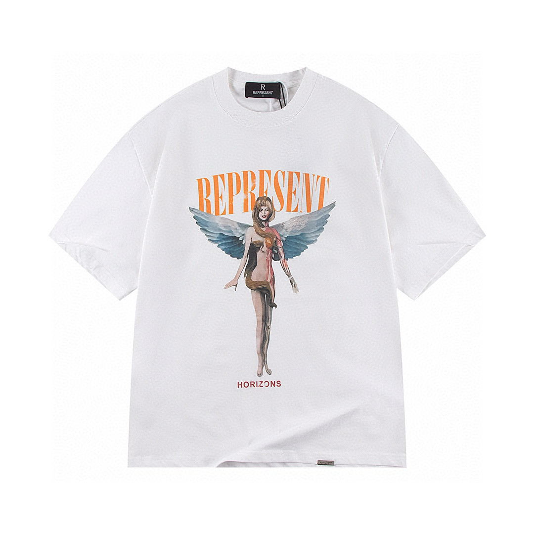 Camiseta Represent Negro Azul Blanco Angel