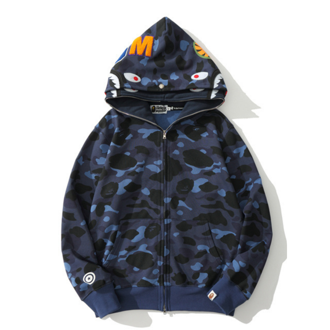 Bape Zip Hoodie Camo Negro Azul