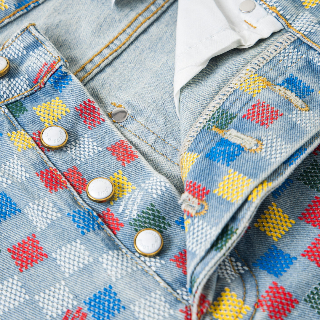 Louis Vuitton Monogram Jeans Pantalon Blanco Puntos