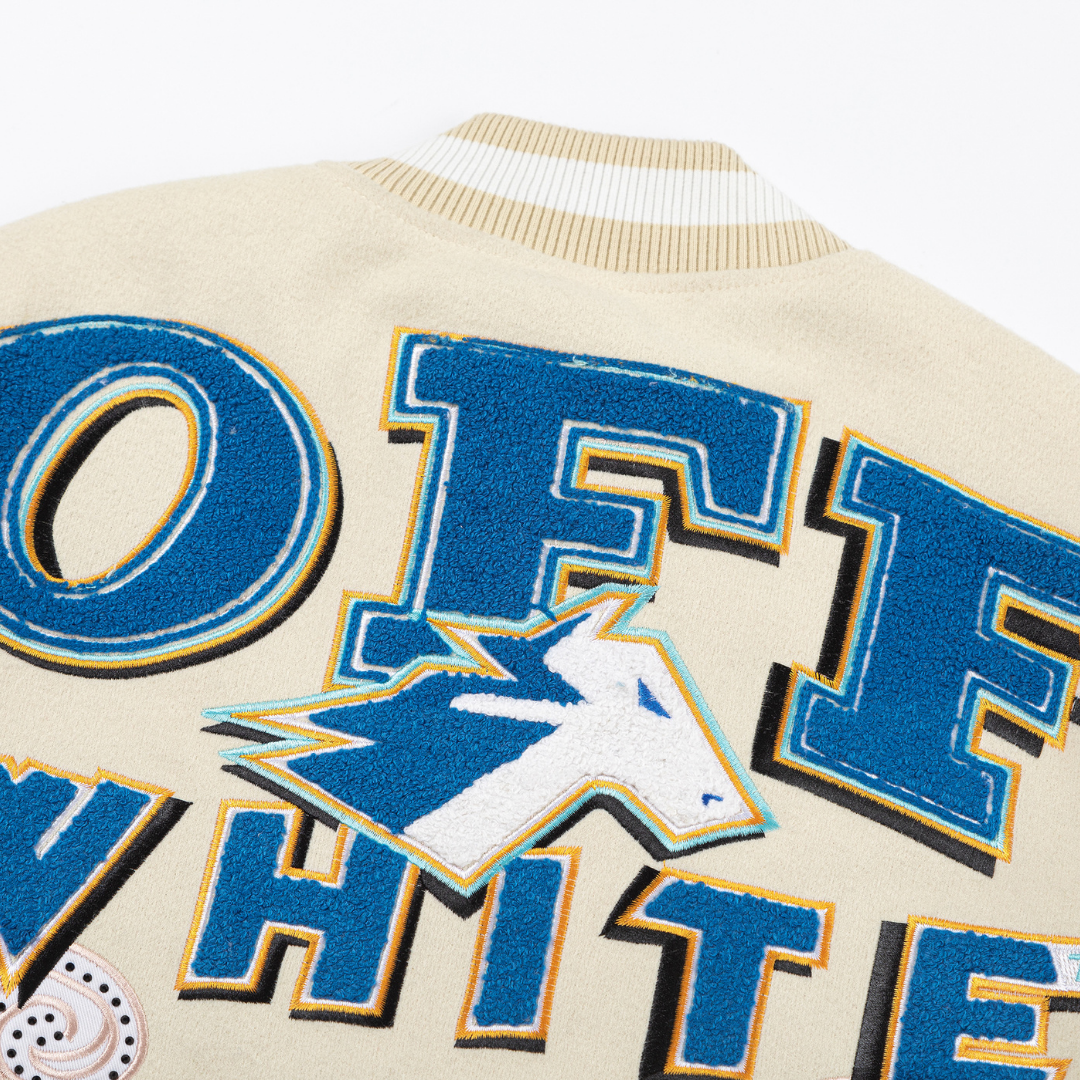 Off-White Off-W Varsity Jacket Blanco Nieve