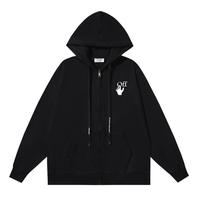 Off-White Off-W Monogram Zip Hoodie Liso Negro Logo Blanco