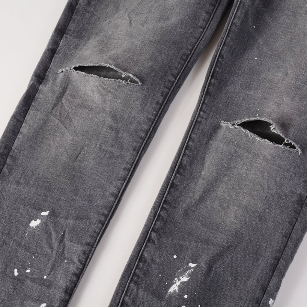 Purple Paint Ripped Jeans
