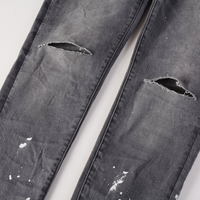 Purple Paint Ripped Jeans Purple Tornillos Roturas Lavado