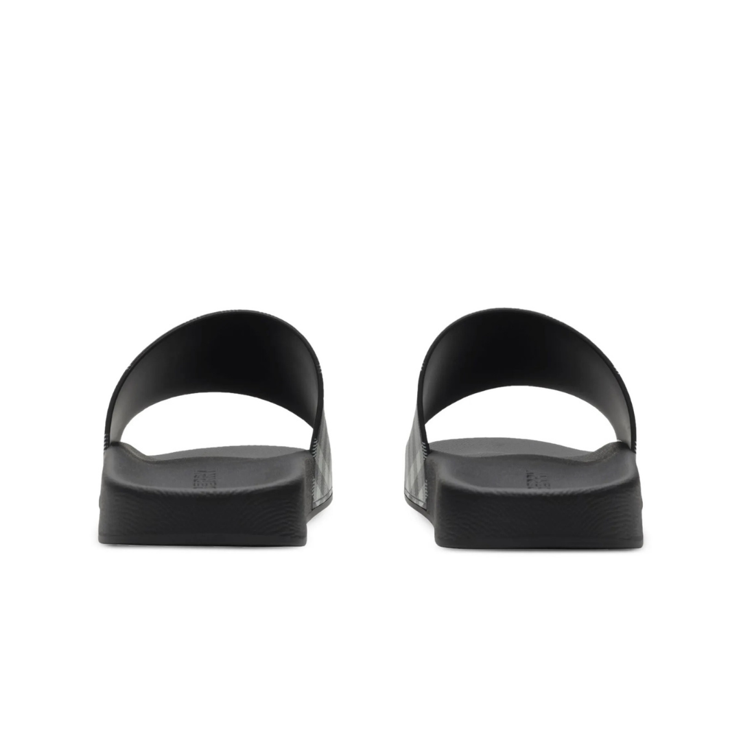 Slides Monochromatic Plaid Blanco