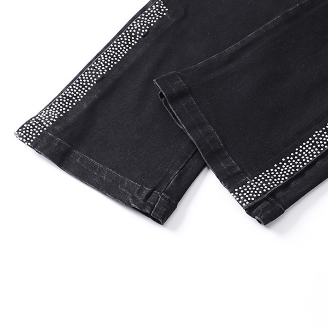 Purple Flared Jeans Denim Negro Confecciones