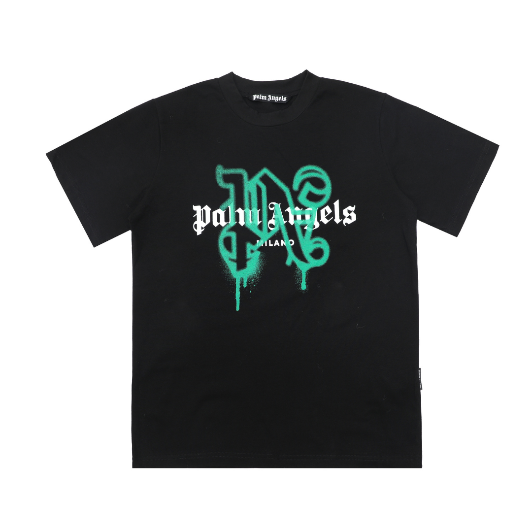 Camiseta Palm Angels Negro/Verde Palm Angels Verde