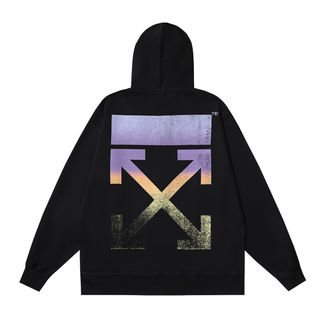 Off-White Off-W Monogram Zip Hoodie Liso Negro Logo Blanco