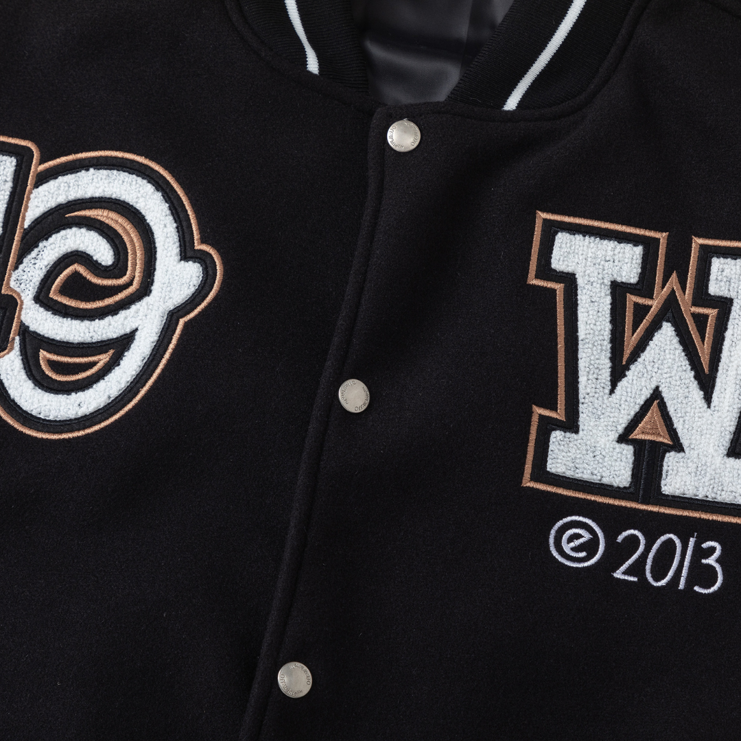 Off-White Off-W Varsity Jacket - Negro Estrellas Blanco Negro