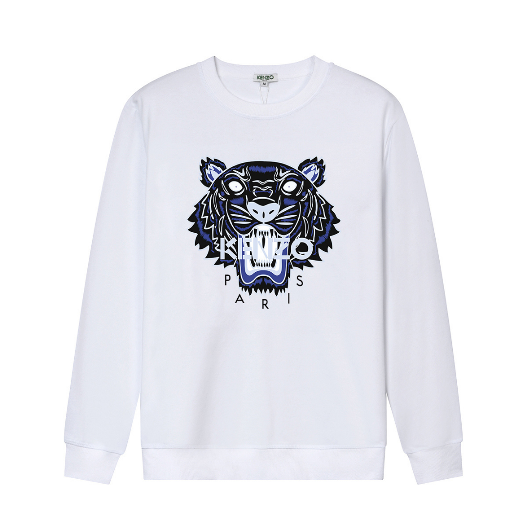 Tiger Sweatshirt Liso Blanco Tigre Azul
