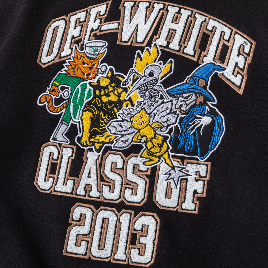 Off-White Off-W Varsity Jacket - Negro Estrellas Blanco Negro