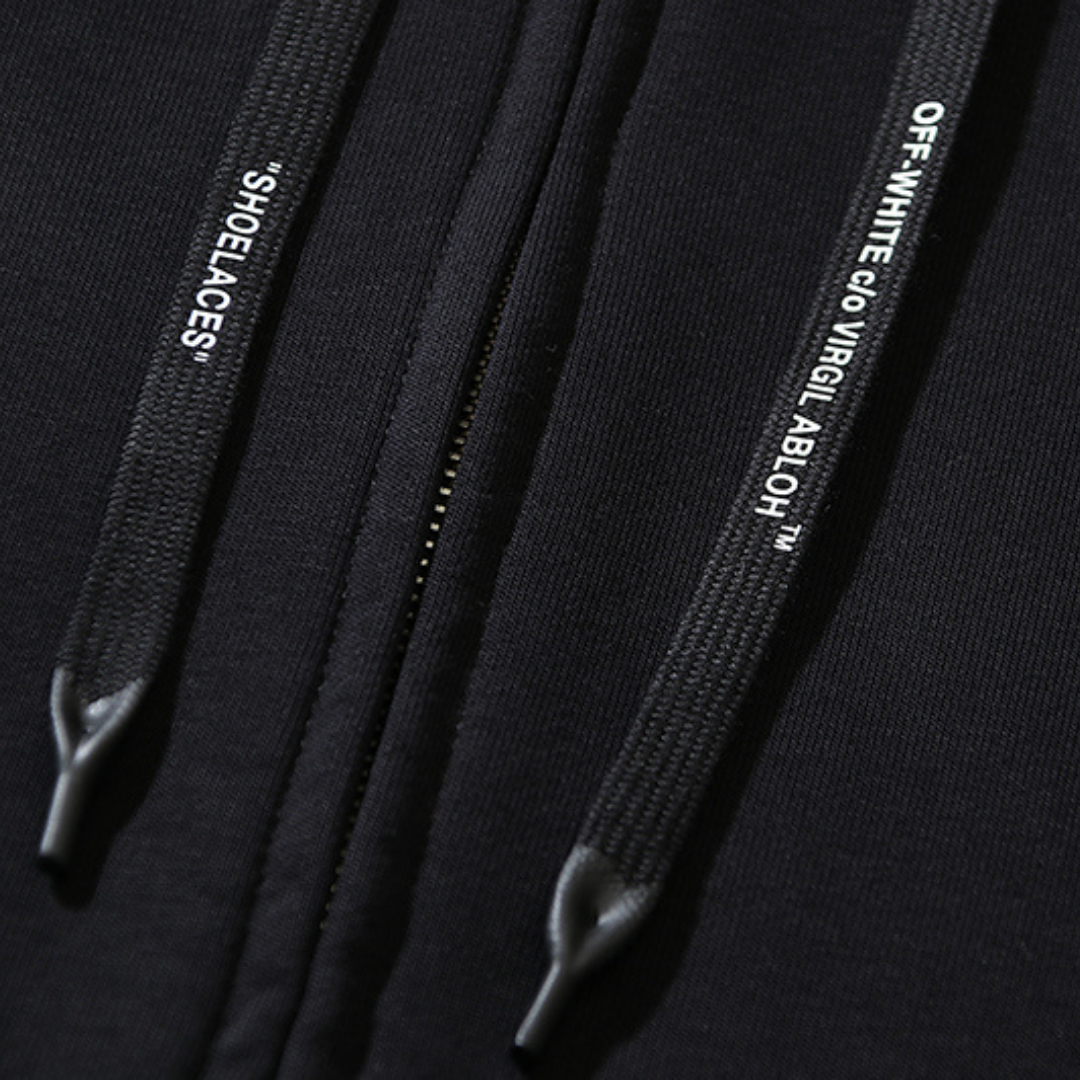Off-White Off-W Monogram Zip Hoodie Liso Negro Logo Blanco