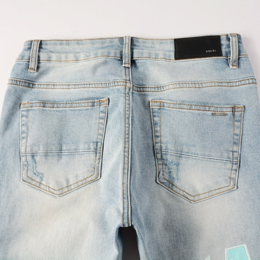 Amr Light Blue Patch Jeans Azul 2