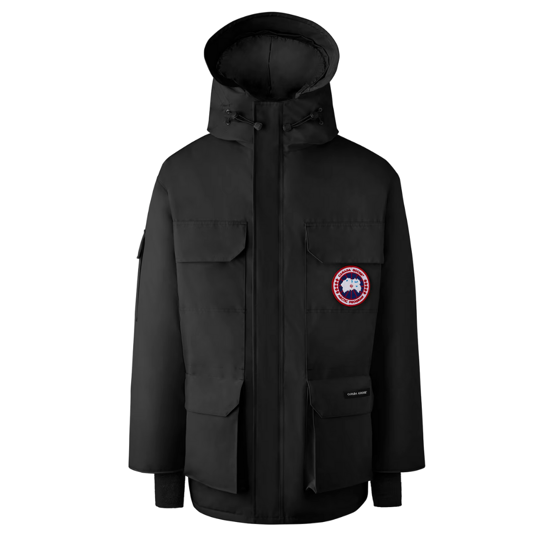 Goose Jacket Liso Negro Logo Rojo