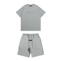 Essentials Short Set Liso Gris Logo Blanco