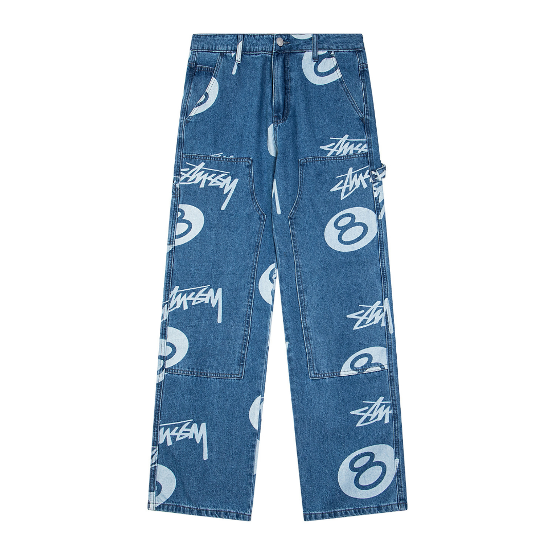 Stussy Jeans Azul Logotipos Ocho