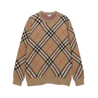 Monogram Sweater Tartan Beige Blanco