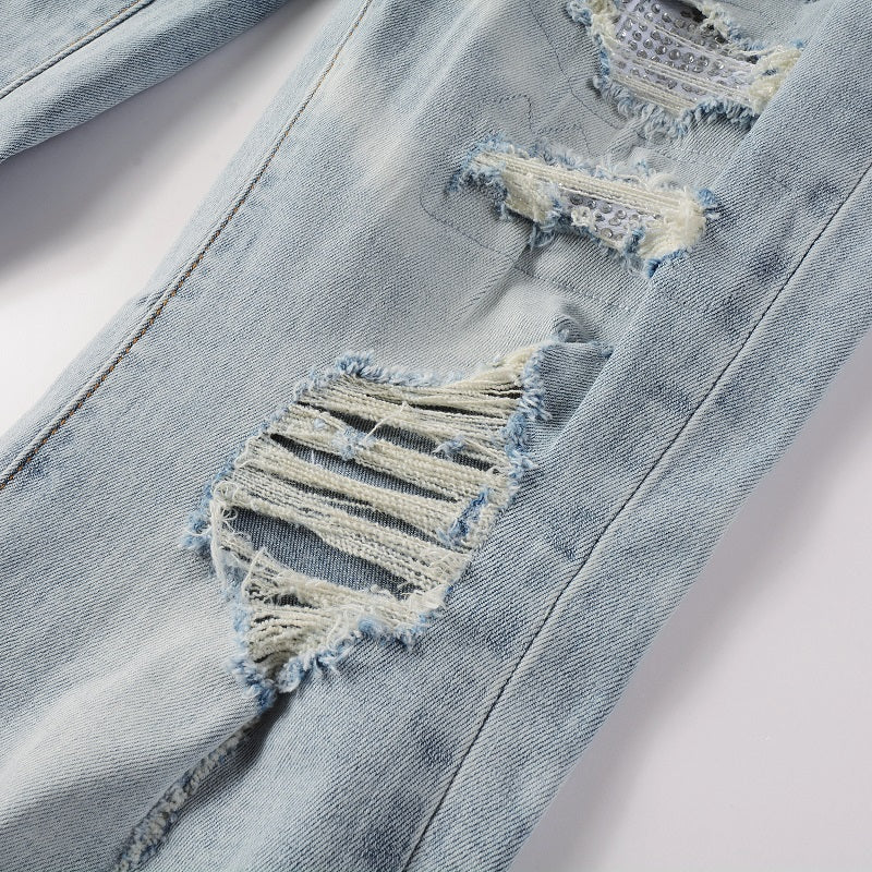 Amr Light Blue Patch Jeans Azul