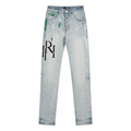 Amr Staggered Blue Jeans