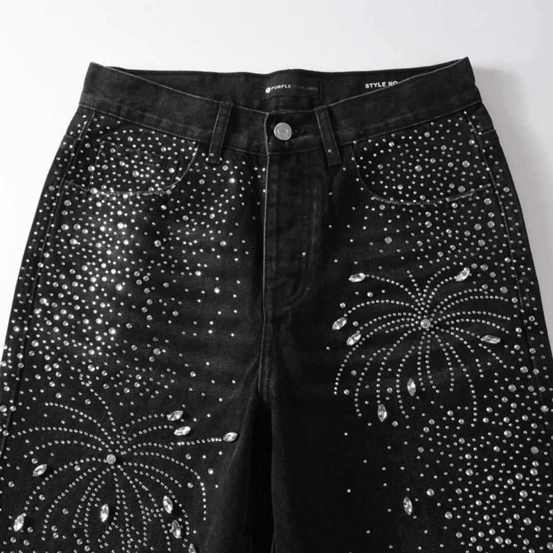Purple Black Diamonds Jeans Estrellas Blanco Negro