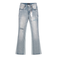 Purple Flared Jeans Lavado Claro Roturas 2