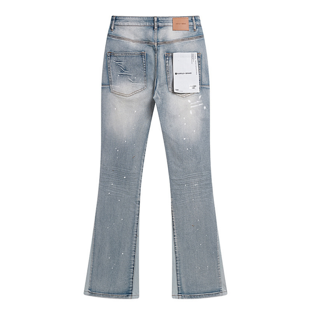 Purple Flared Jeans Lavado Claro Roturas 2