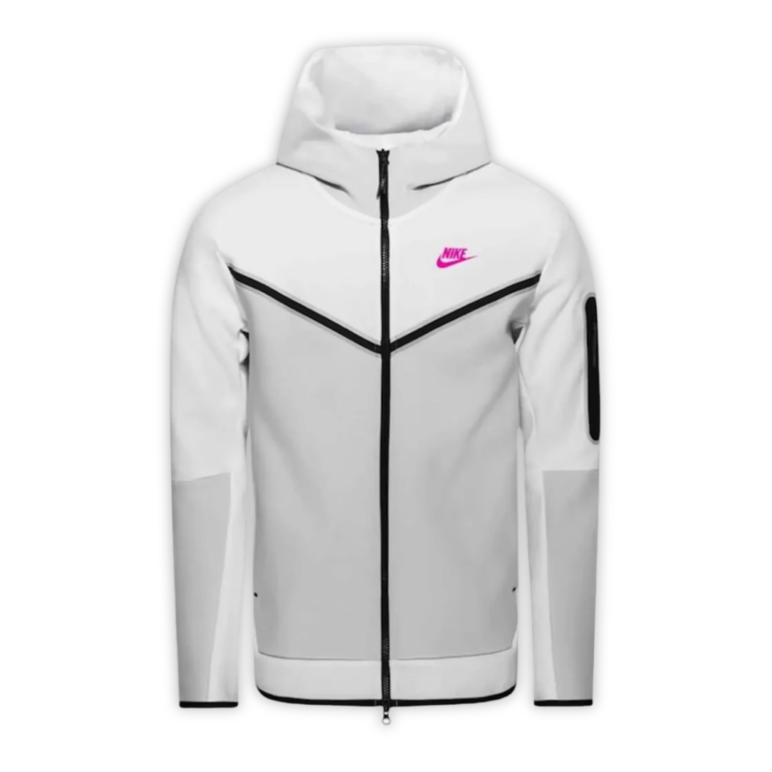 Nike Tech White/Pink Full-Zip Hoodie