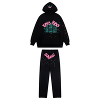 Conjunto Sp5der Negro Cubo Negro Logo Rosa