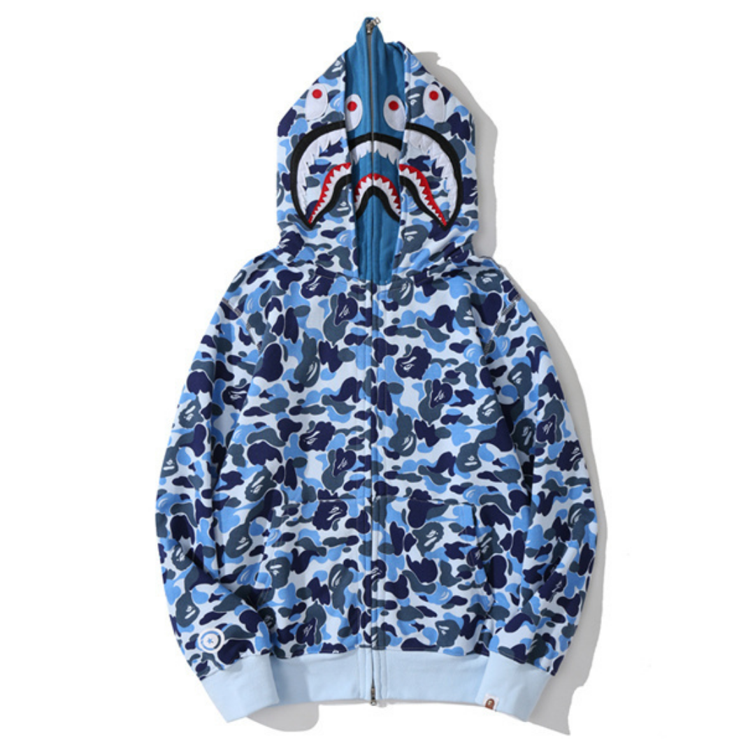 Bape Zip Hoodie Camo Azul Oscuro