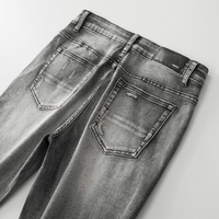 Amr Patch Ripped Grey Jeans