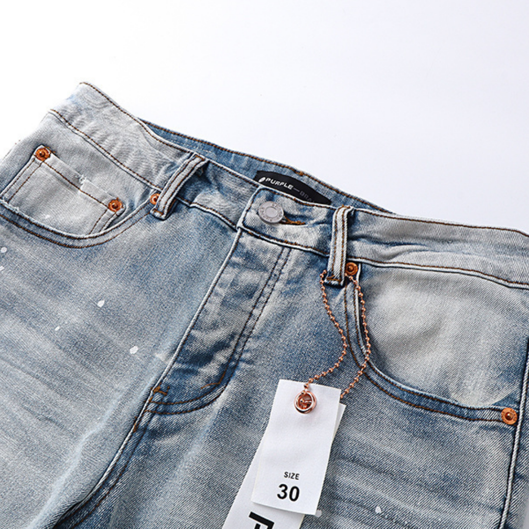 Purple Flared Jeans Lavado Claro Roturas 2
