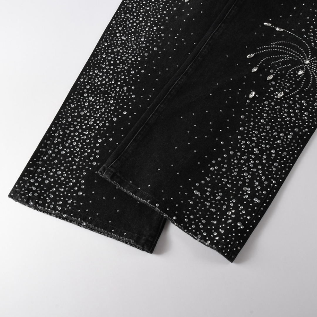 Purple Black Diamonds Jeans Estrellas Blanco Negro