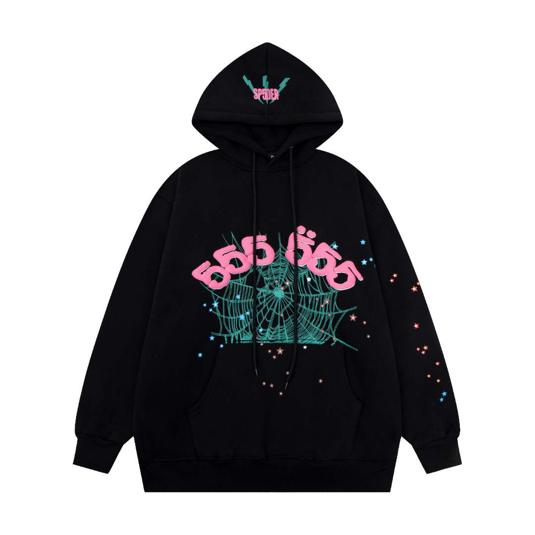 Buzo Sp5der Negro Rosado Spiderweb
