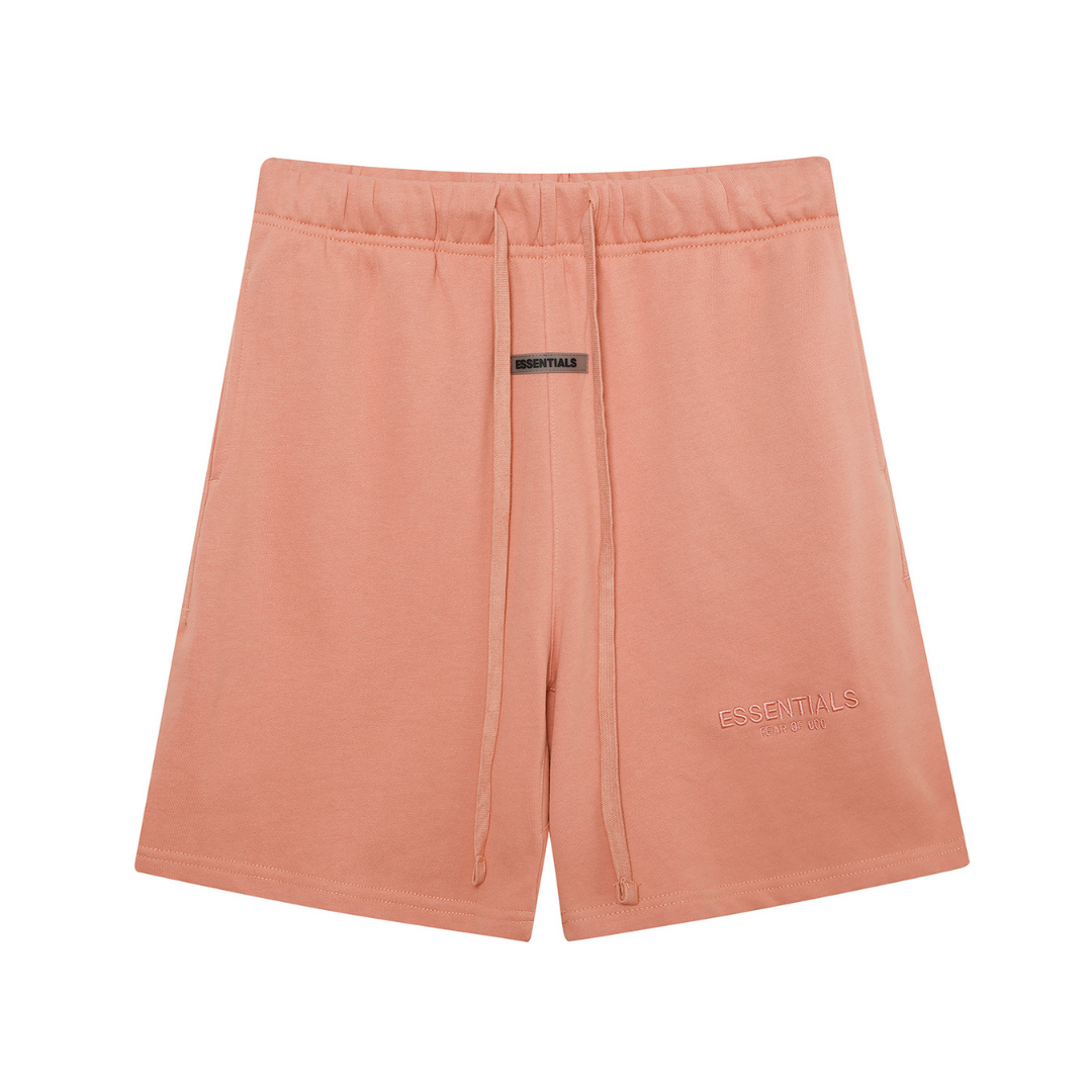 Essentials Shorts Blanco Rosa Logo Negro
