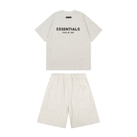 Essentials Short Set Liso Blanco Logo Negro