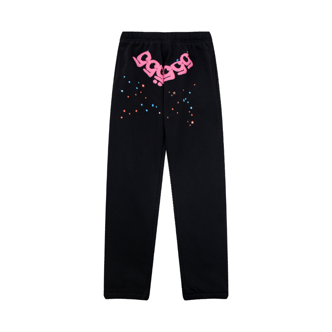 Conjunto Sp5der Negro Cubo Negro Logo Rosa
