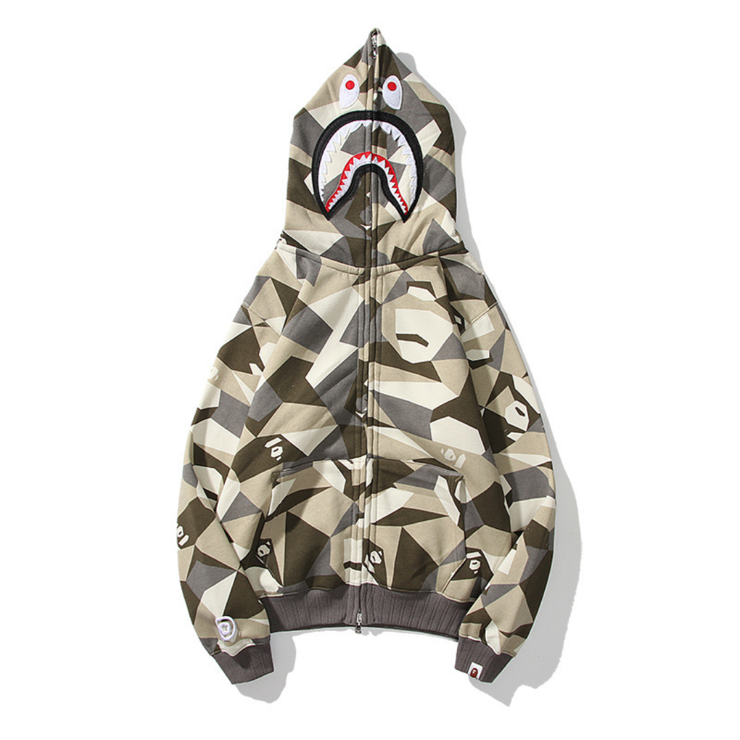 Bape Shark Hoodie Camo Militar