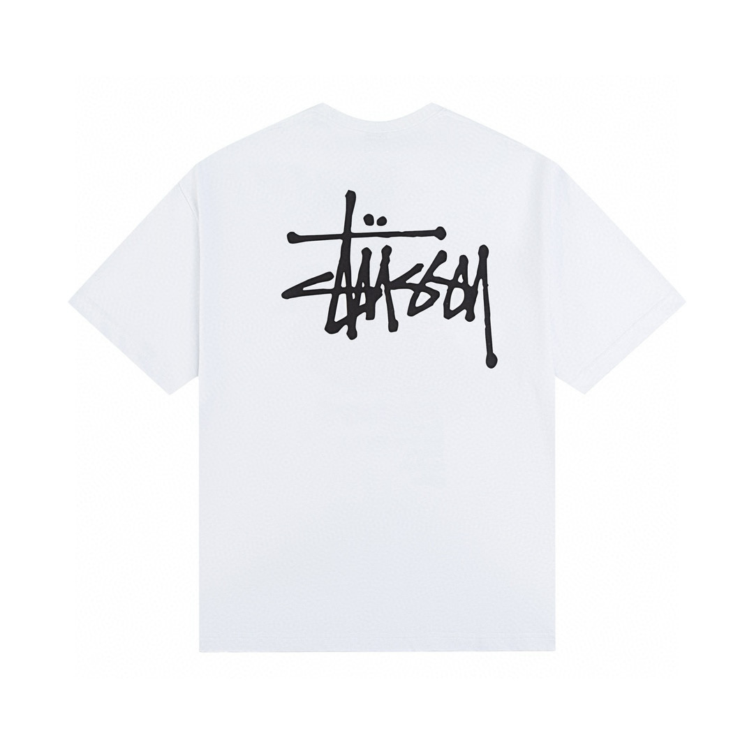 Camiseta Stussy Blanco Blanco Logo Negro