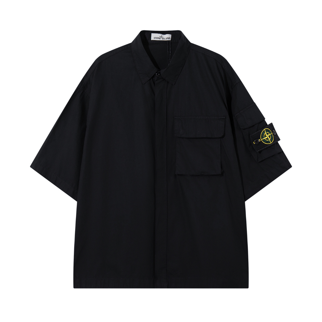 Tactic Monogram Shirt - Negro Negro Logo Amarillo