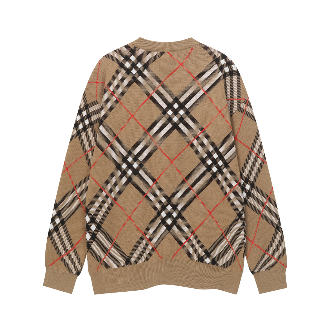 Monogram Sweater Tartan Beige Blanco