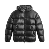 Black Shiny Jacket Negro Logo Blanco