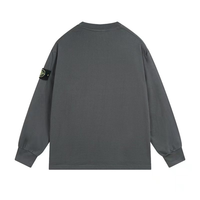 Buzo Stone Island Gris Liso Negro Logo Rojo